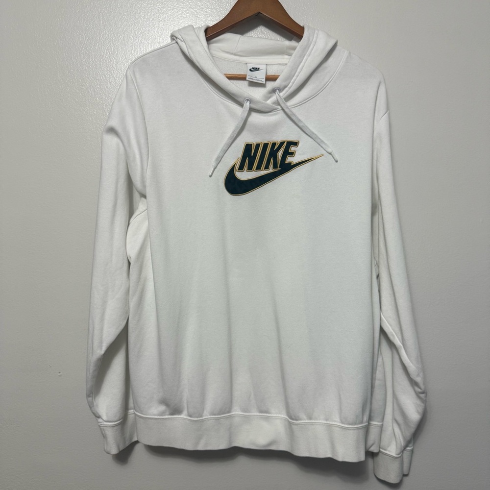 Nike Spellout Swoosh White Hoodie Cotton Blend Sweatshirt Women’s 2X Pullover - Picture 10 of 10